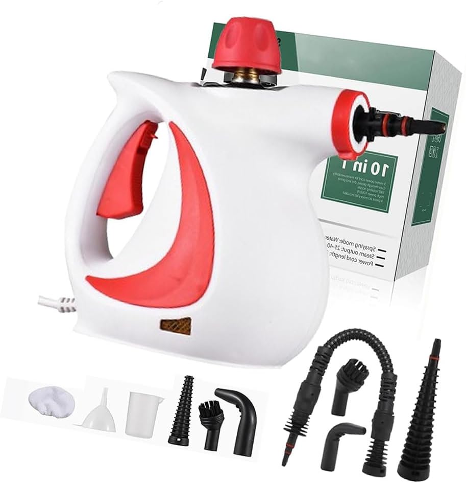 Handheld Steam Cleaner, 10 in 1 Handheld Pressure Multi Purpose Cleaner Home Use (Red)