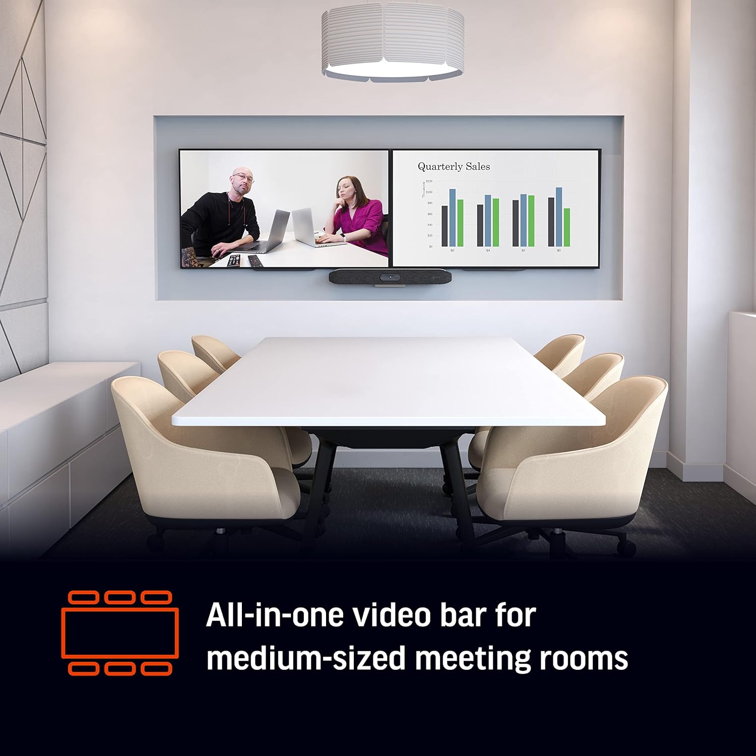 Poly - Studio X50 (Polycom) - 4K Video & Audio Bar - Conferencing System for Mid-Size Meeting Rooms - Works with Teams