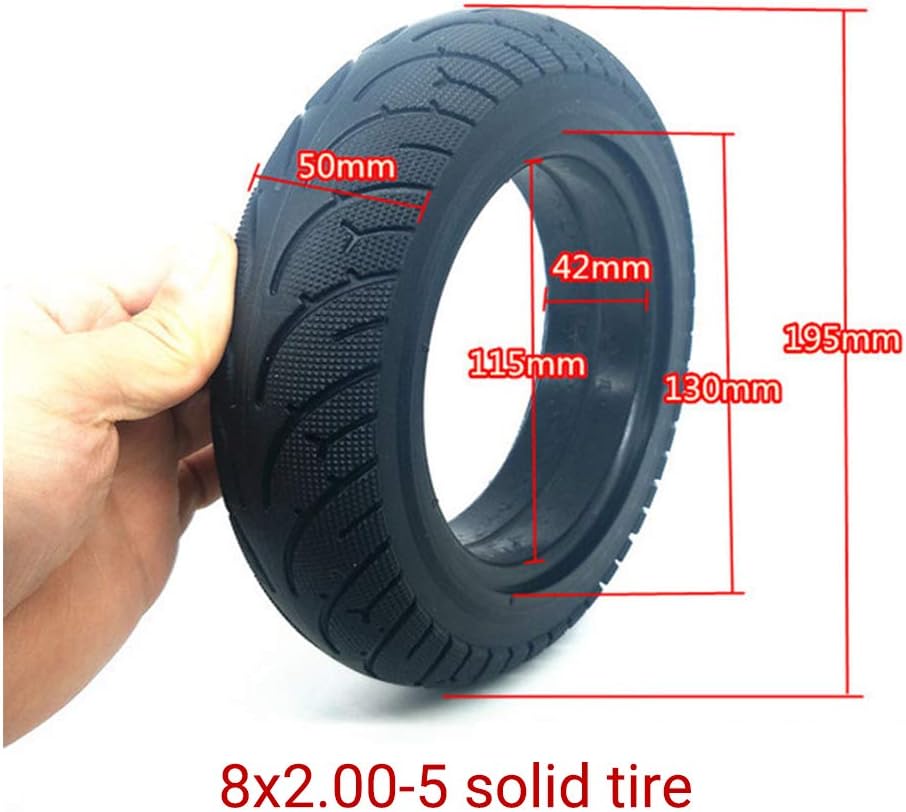 Electric scooter tires, 8x2.00-5 Explosion-proof Solid Tires, 8-inch Thick Abrasion-resistant Tires, Puncture-proof, Air-free and Maintenance-free