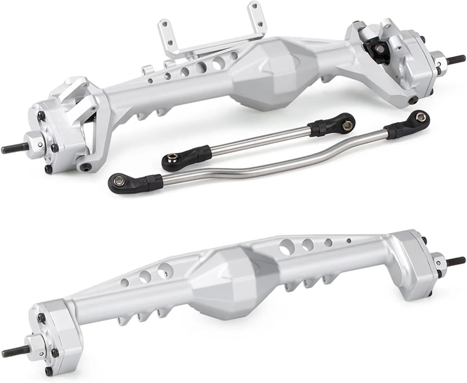 RC Axle Models For Axial For Capra 1.9 For UTB For LCG F9 1/10 CNC Aluminum Offset Portal Axle With Servo Mounts RC Crawler Chassis Model(Silver,1set)