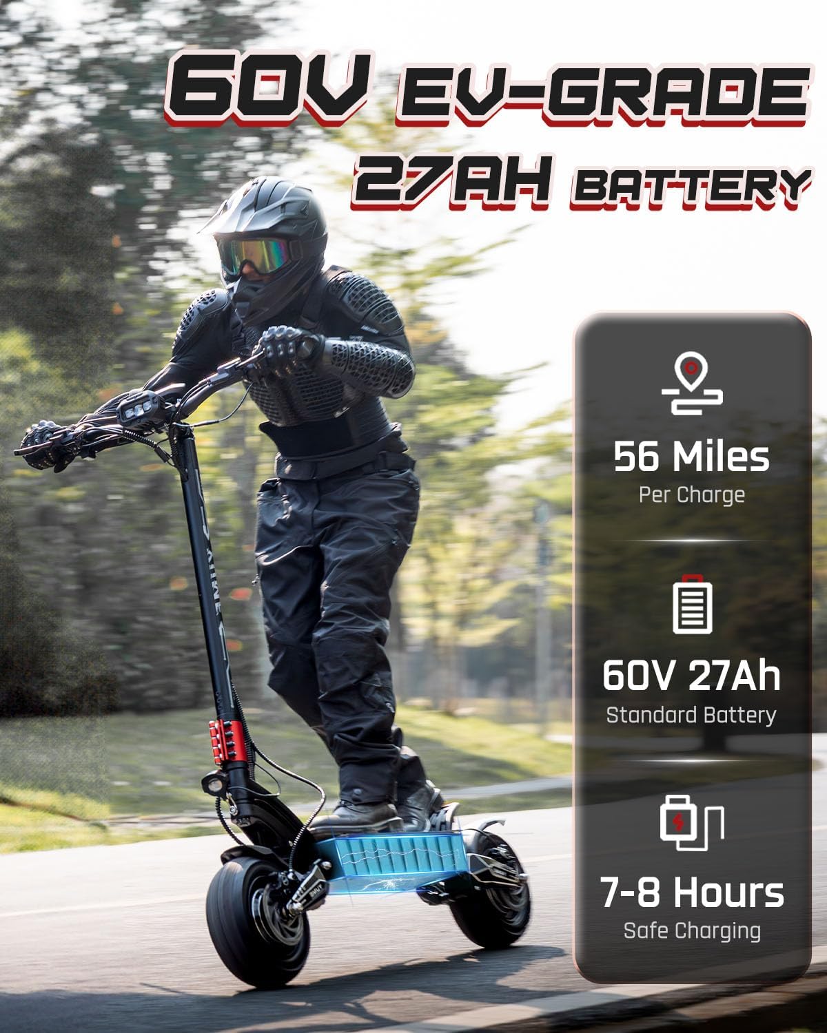 M YUME SCOOTER Raptor 6000W Motor Scooter, 50MPH 56/60 Miles 60V 27/30AH Electric Scooter for Adults, 11