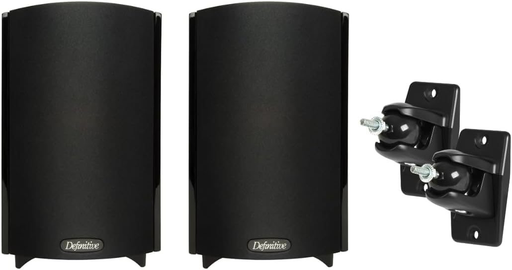 Pair of Definitive Technology ProMonitor 800-2-Way Satellite or Bookshelf Speaker for Home Theater Speaker System + Definitive Technology VEPC Pro-Mount 90 - Pair (Black) Bundle
