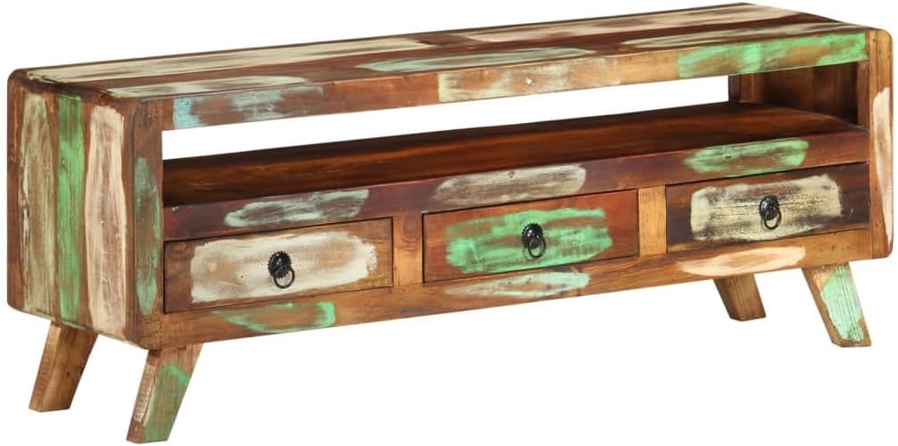 AMBERARD TV Cabinet Multicolor Glass TV Stand Entertainment Center Cabinet Media Unit with Storage for Entertainment Center