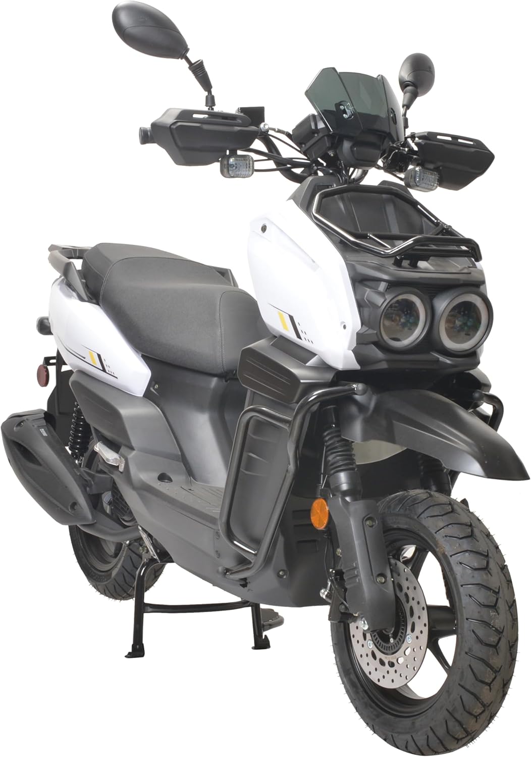 HHH motorcycle 150cc Scooter Tank 150 Scooter Moped Gas 150cc Motorcycle Fully Automatic Adult Street Bike Cvt transmission and 12 inch Aluminum Wheels ( White color )