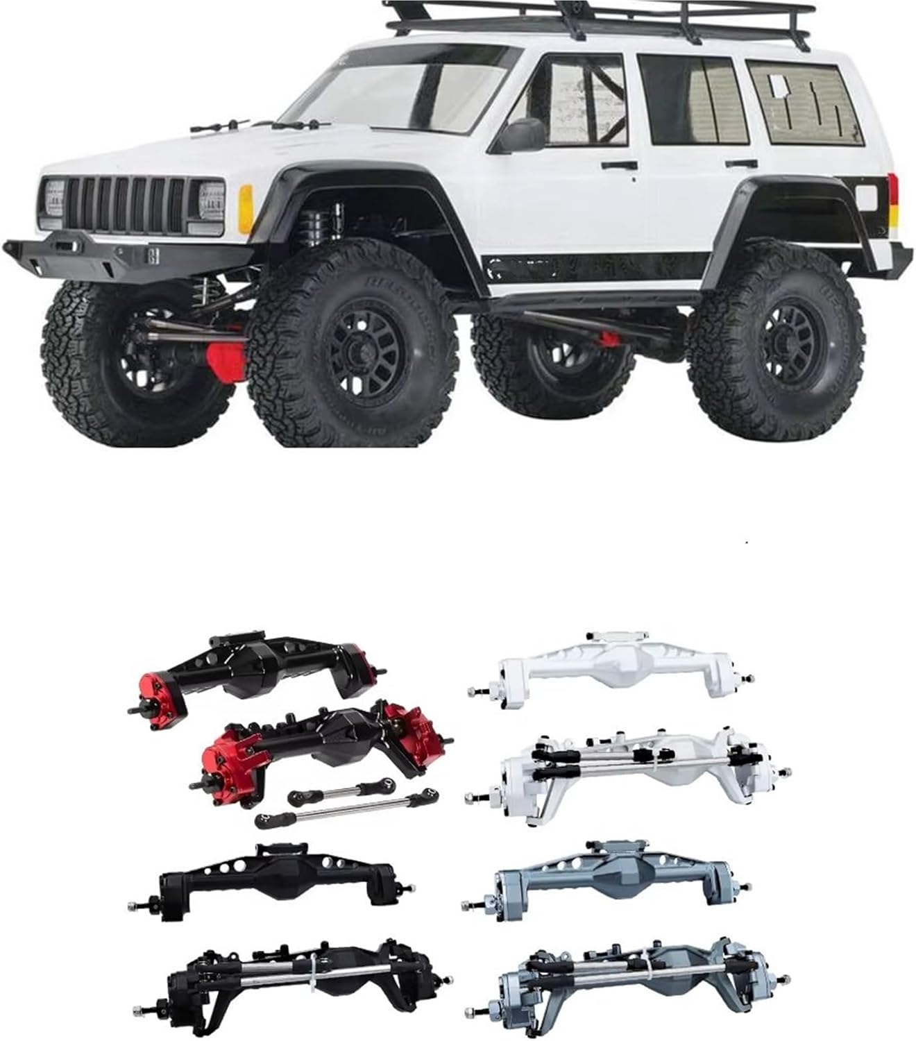 RC Car Accessories Compatible with Axial for SCX10 1/10 RC Car Upgrade Part Accessories Replacement Parts Aluminum Alloy Protector Front Rear Axle(Red)