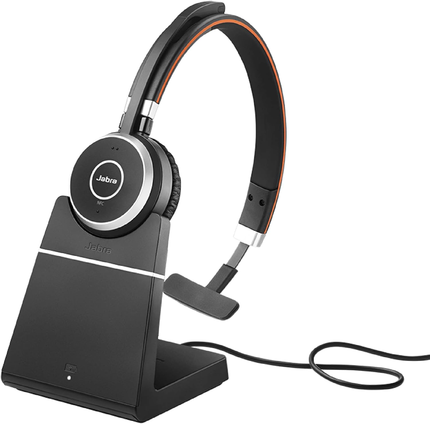 Jabra Evolve 65 SE Mono Wireless Headset - Bluetooth Headset with Noise-Cancelling Microphone, Long-Lasting Battery, and Charging Stand - MS Teams Certified, Works with All Other Platforms - Black
