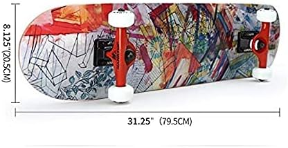 Four-Wheeled Skateboard Road Skills Four-Wheeled Maple Skateboard Portable Adult Male and Female Skateboard Suitable for Adults and Teenagers 79.5 cm