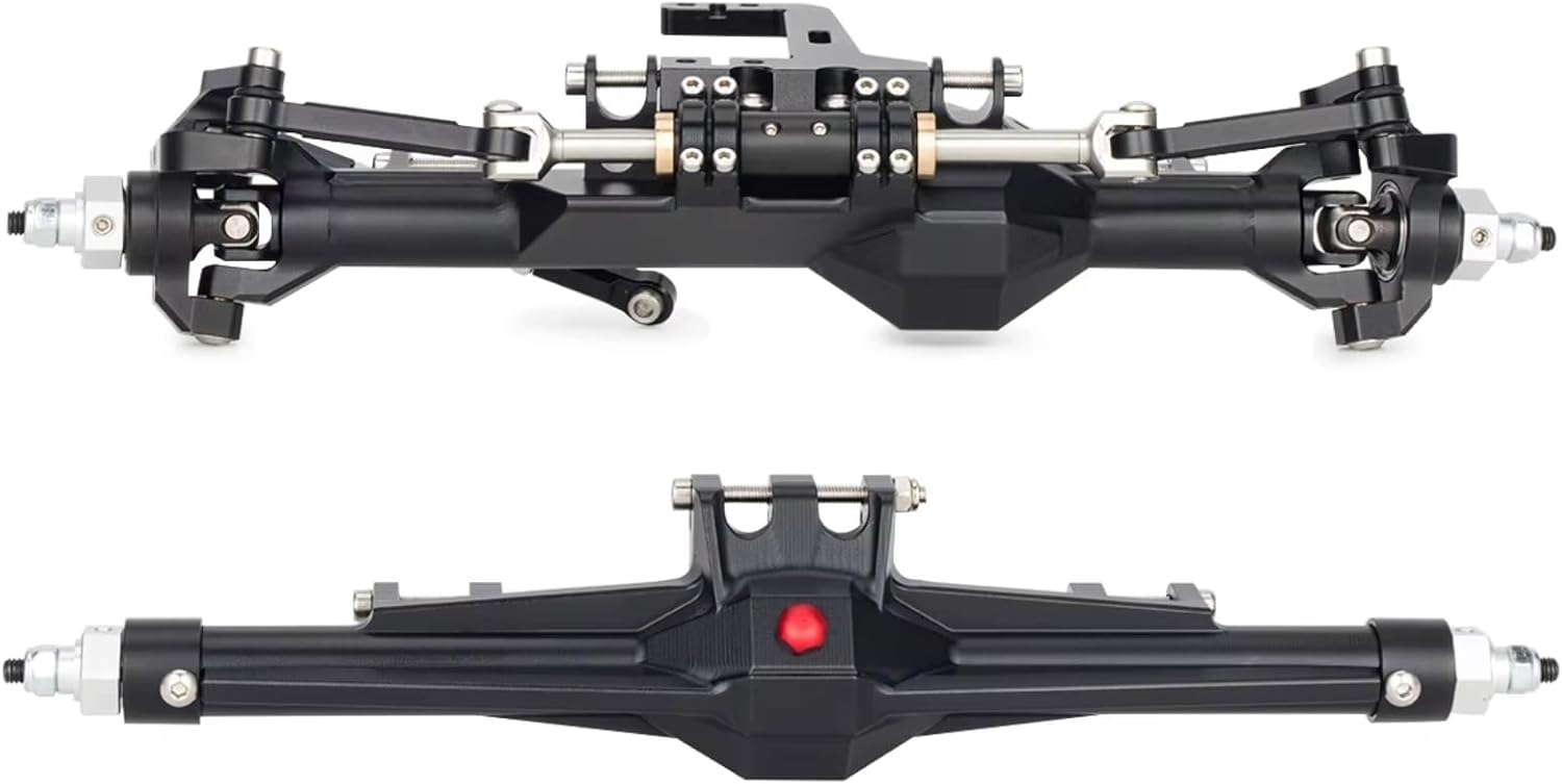 RC Axle Models For Vanquish H10 1/10 CNC Aluminum Front Rear Straight Axle Set Upgrade Parts RC Crawler Car Model Accessory Repair Assemble(Black,1set)