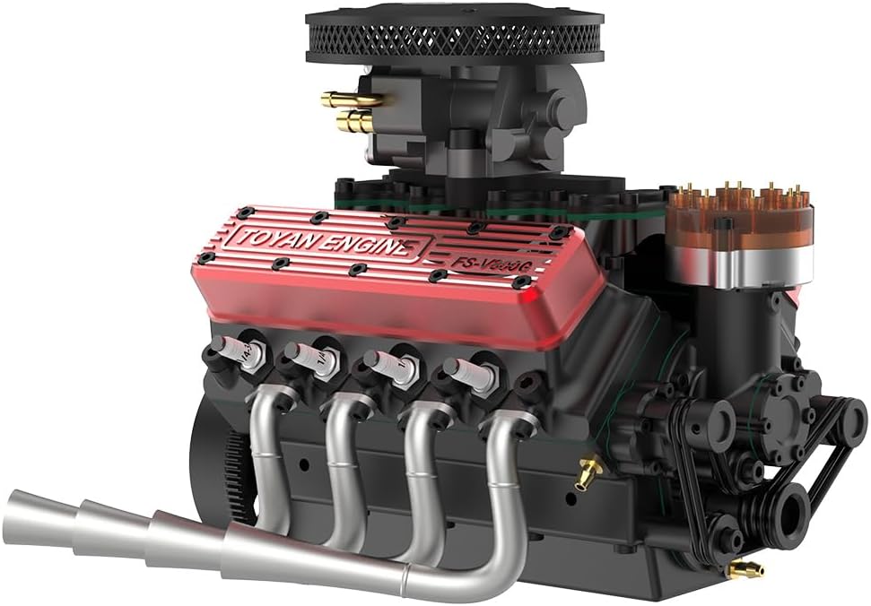 Steam Engine Model Kit That Works, 1/10 Scale 28cc Water-Cooled 4-Stroke OHV V8 Gasoline Engine for RC Models, Science Experiment & Physics Educational Kit for Adults