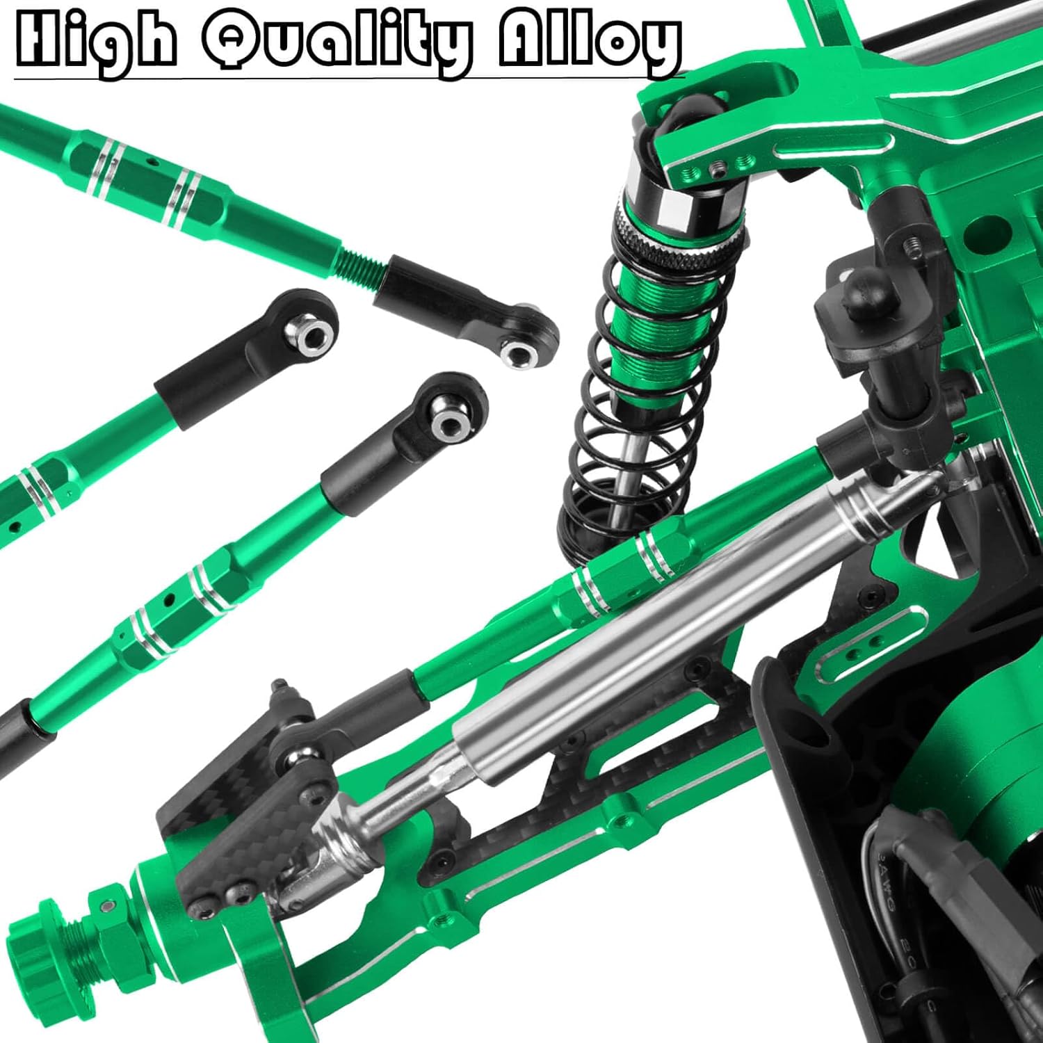 Upgrade Parts for 1/10 Kraton Outcast 4X4 4S V2 BLX,RC Shocks&Arms&Caster Blocks hubs&25T Servo Saver&Steering Bellcranks&CVD&57T Spur Gear &Gearbox&Center Driveshafts&Links,Green