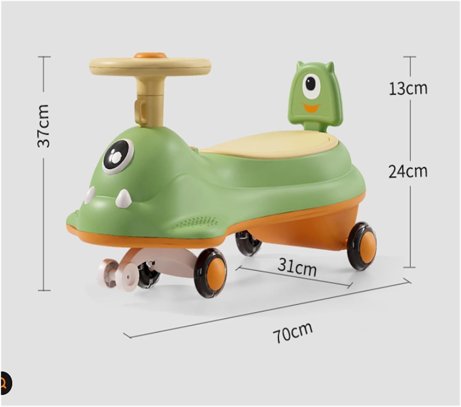 Swing Car with Under Seat Storage Ride On Toy Anti-Rollover Indoor Outdoor Toys Vehicle for Boys Girls(Green)