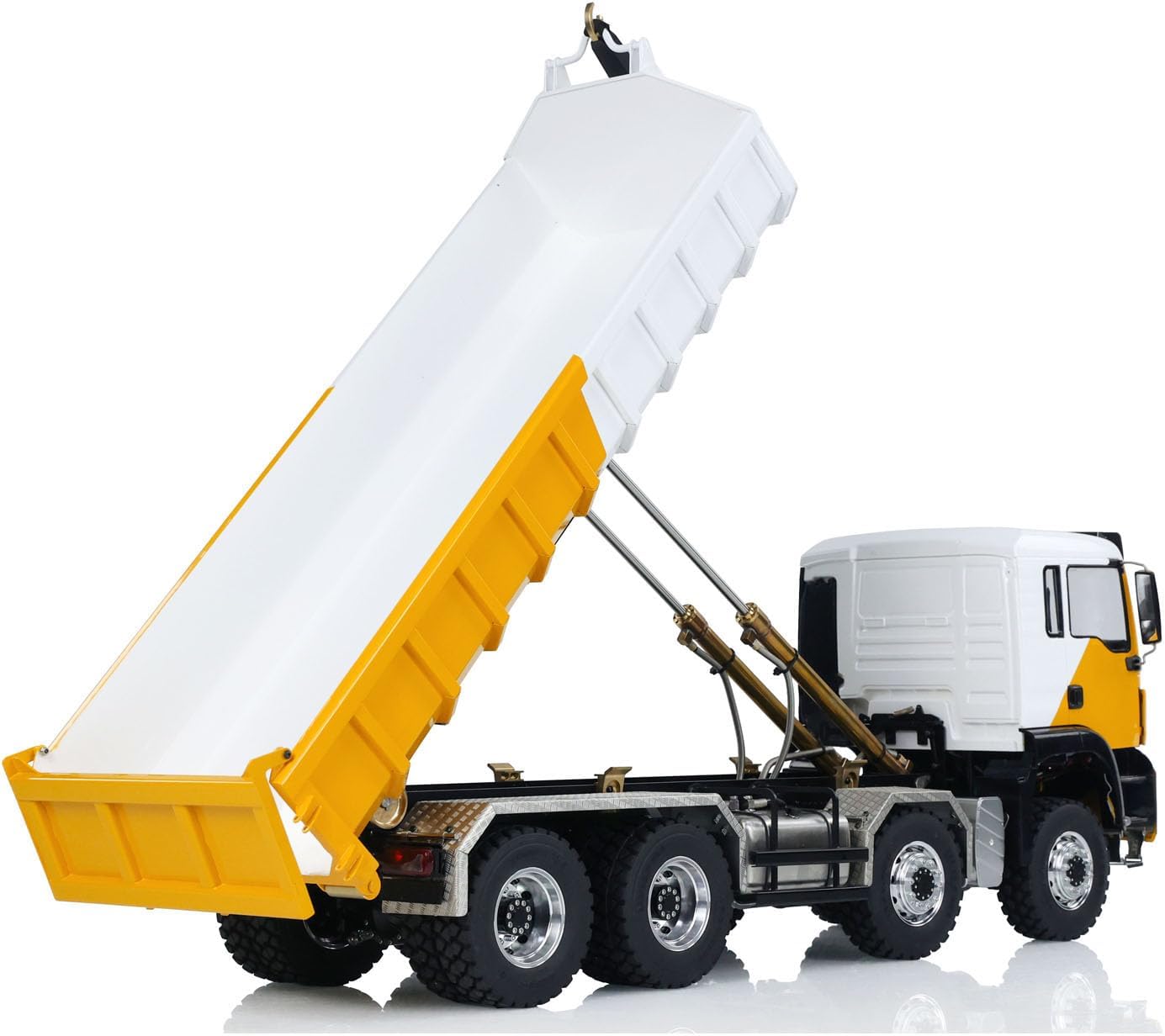 LESU 8x8 1/14 RC Hydraulic Roll On Dumper Truck RTR 2-Speed Transmission Lock Differential Radio Control Full Dump Cars Light Sound System Motor Servo ESC Hobby Grade Model