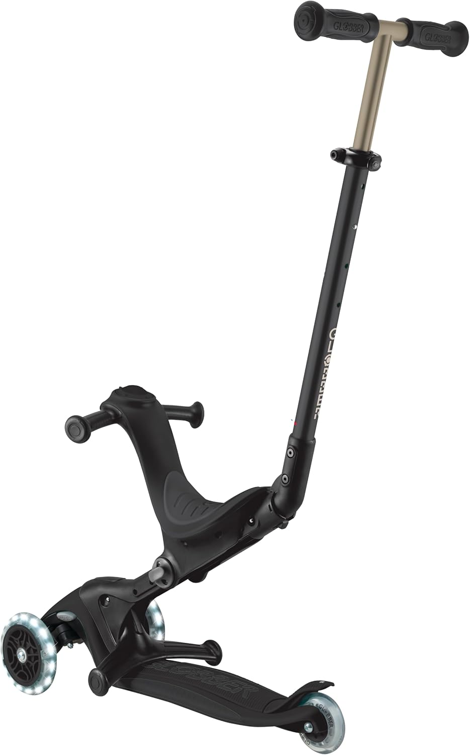 GLOBBER GO-UP Deluxe Lights - 3 in 1 Tricycle, 120/80 mm, ABEC 9, 3 Wheels, Height Adjustable, LED Light Wheels