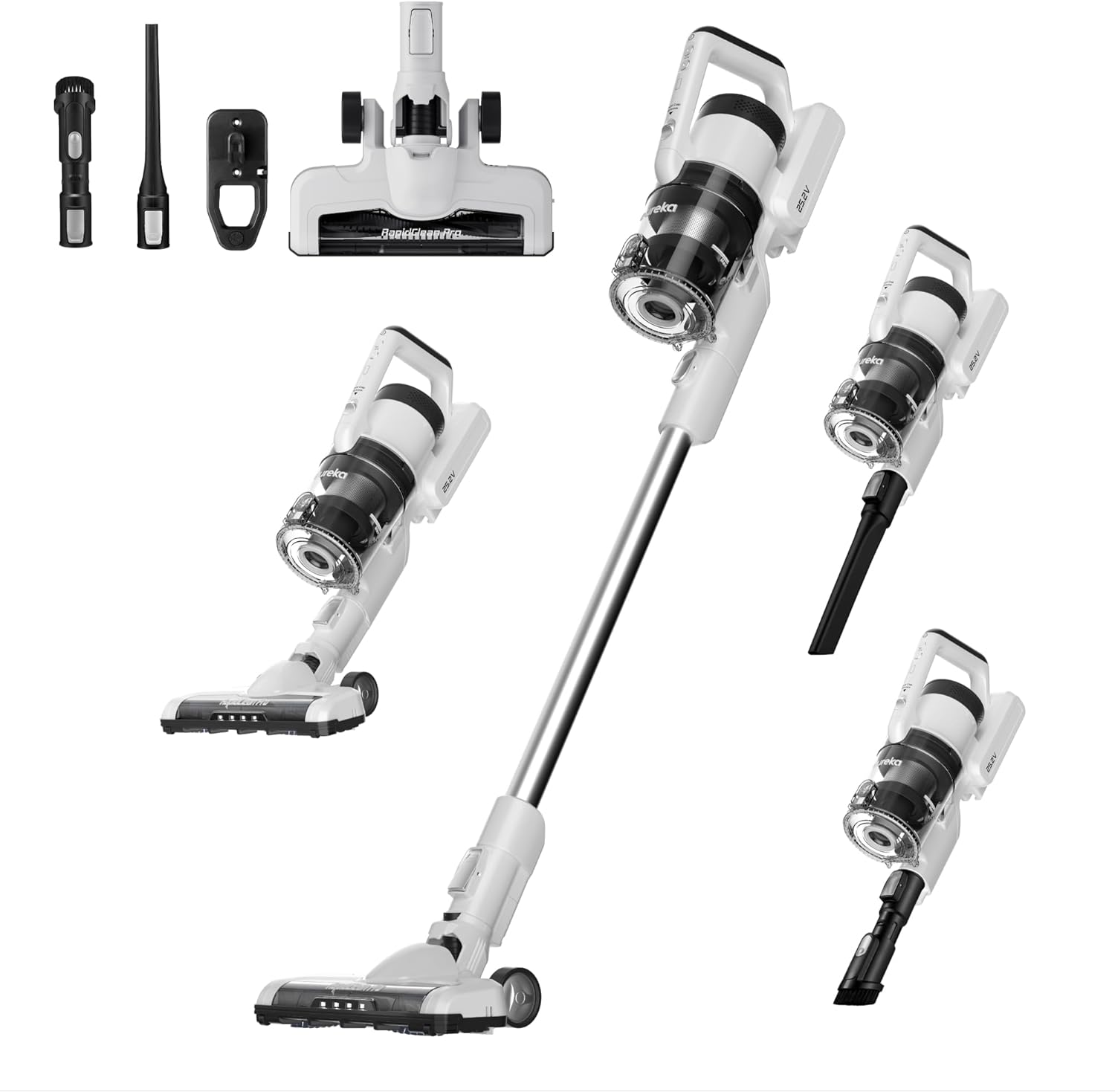 Eureka Cordless Vacuum Cleaner, Anti-Tangle Brushroll, Rechargeable Stick Vacuum, Lightweight for Carpet, Hard Floor, Pet Hair, White NEC280WH