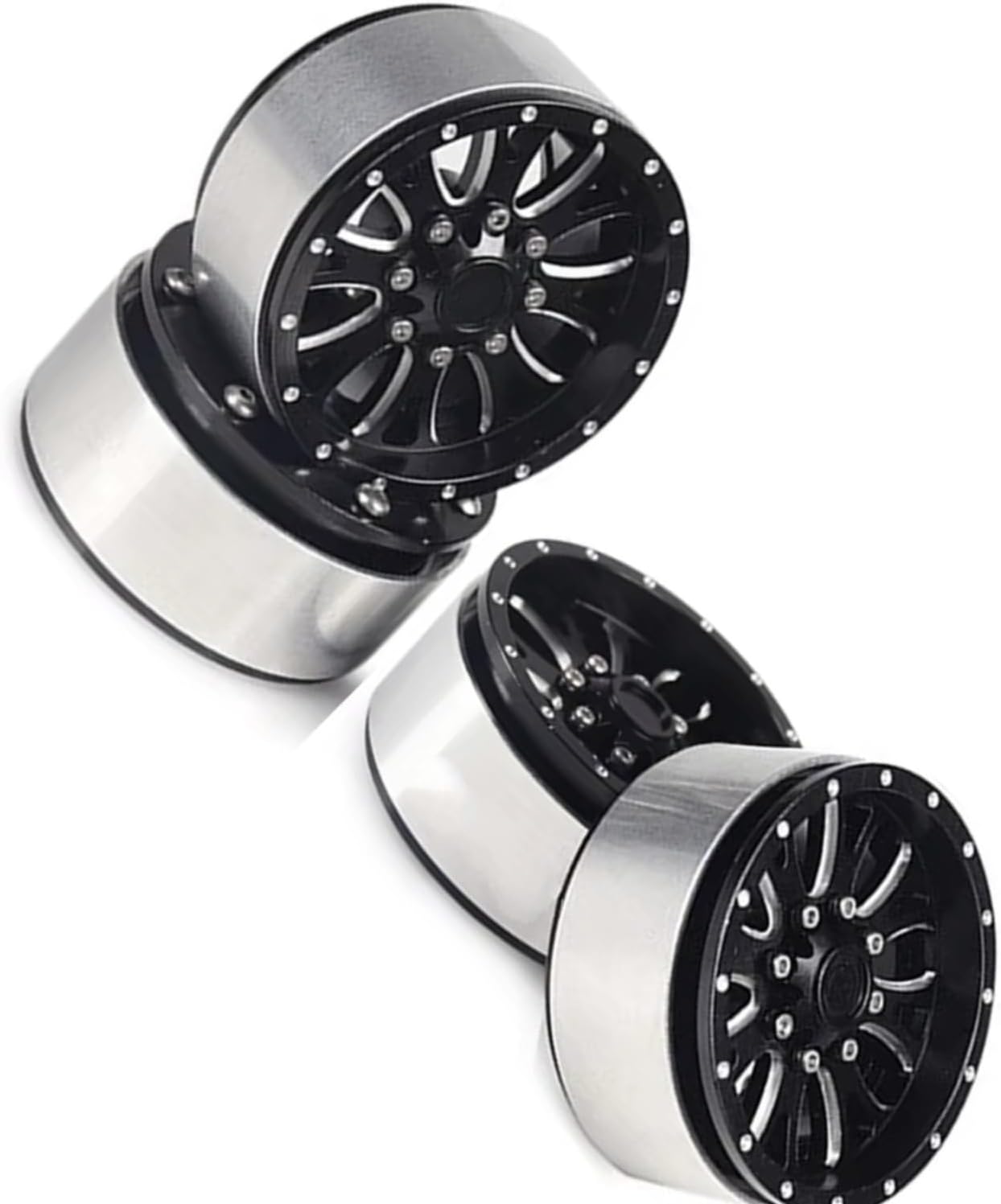 RC Car Parts Compatible with YIKONG YK4082 4012 4014 for TRX-4 1/10 RC Car Upgrade Parts 2.2in Off-Road Tire with Alloy Wheel Hub CNC Carved