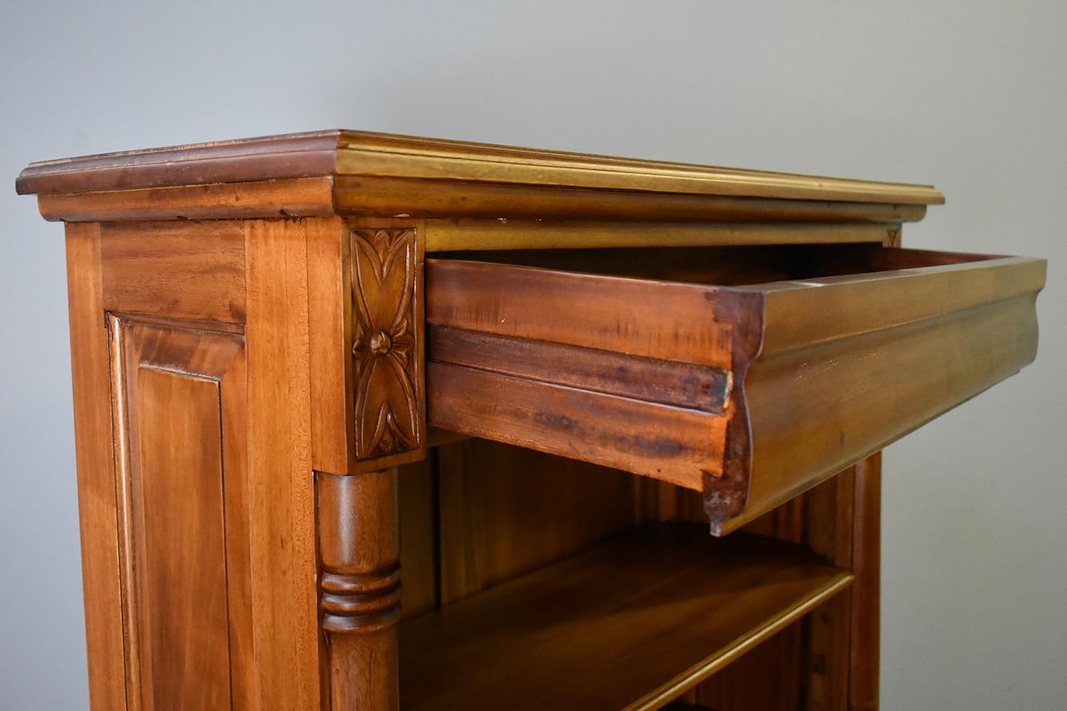 Crafters and Weavers Legacy Open Bookcase - Light Brown Walnut