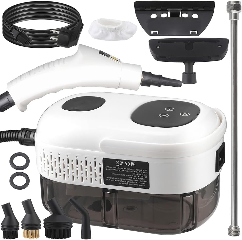 Portable Steam Cleaner, Intelligent Touch Adjustment, 6 Multi-Function Brush Heads, 2800w Efficient Cleaning, Suitable for Multiple Scenarios (White)