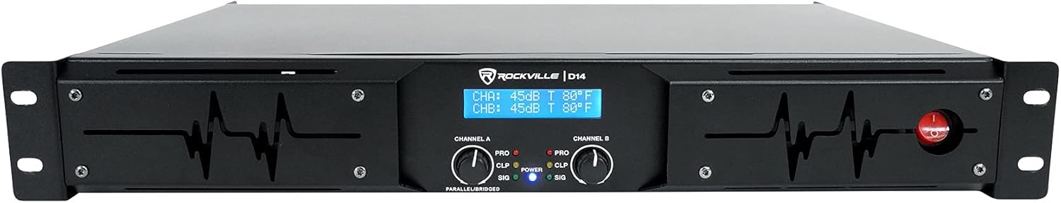 Rockville D14 7000w Peak/2000w RMS Class D 2 Channel Power Amplifier Pro/DJ Amp Bundle with (2) Rockvile RCSS1425 25' 14 AWG Speakon to Speakon Speaker Cable 100% Copper
