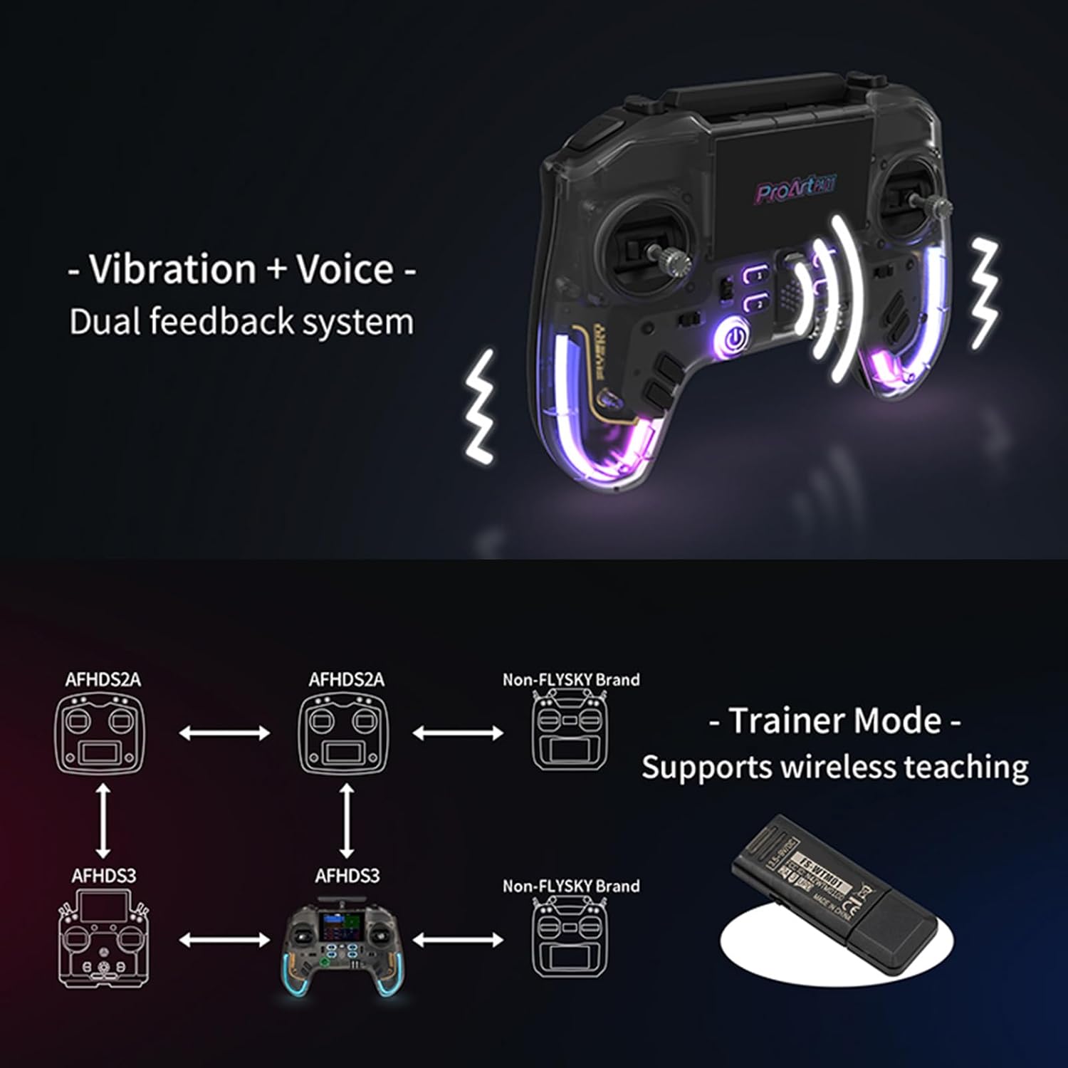 Flysky Open Source Remote Controller, 2.4GHz RC Radio Transmitter with 2.4 inch IPS Screen, Gyro, Retractable Antenna, Programmable Transmitter for RC Car Boat Aircraft Robot