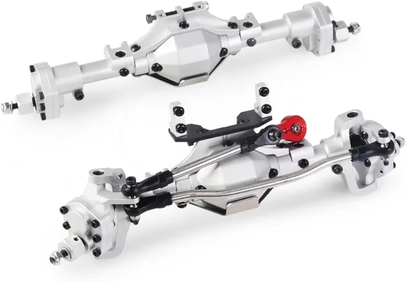 RC Car Upgrade Parts for Axial for SCX10 III 90046 90047 1/10 RC Crawler Upgrade Accessories Metal Front Rear Portal Axle Modification(Silver)