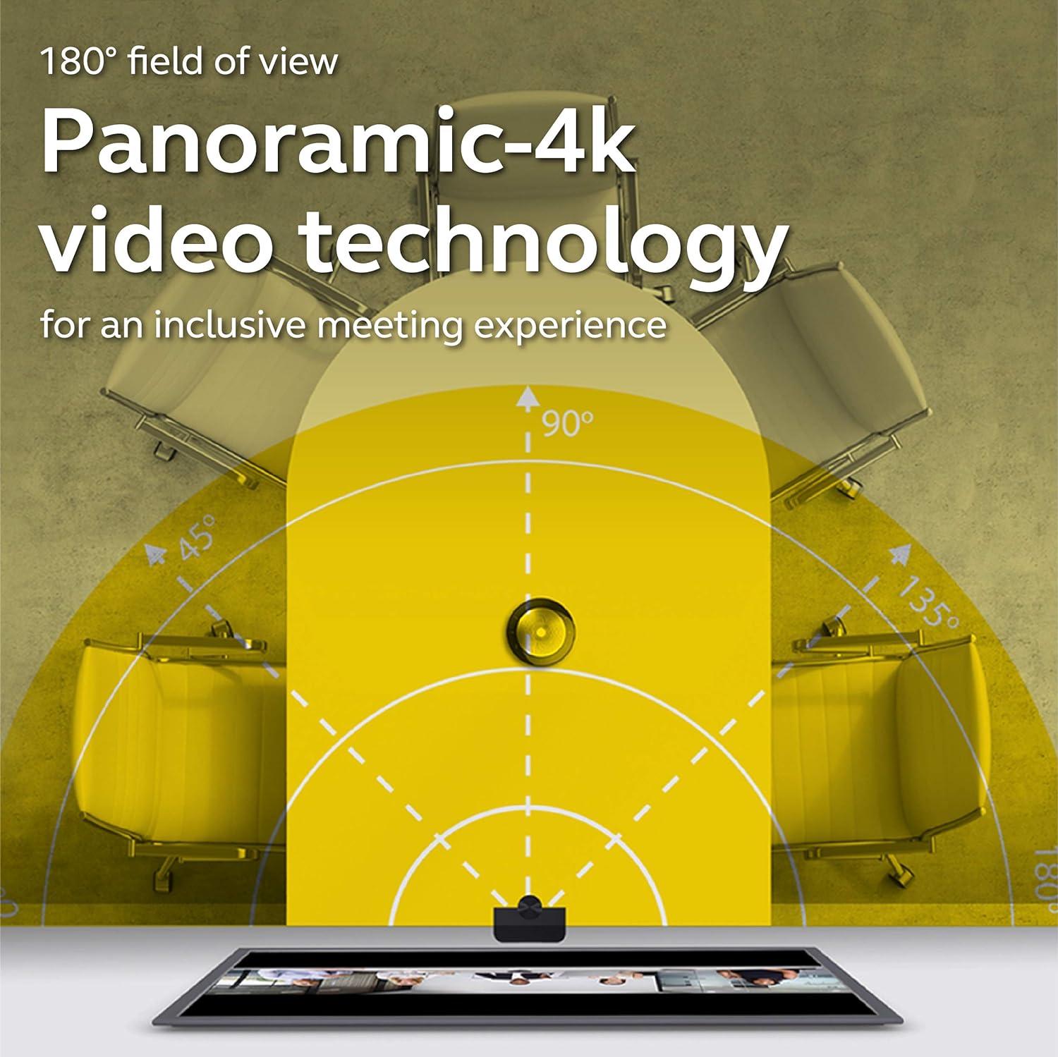 Jabra Panacast 4k Camera - Intelligent 180° Panoramic 4K Huddle Room Video Camera (Renewed)