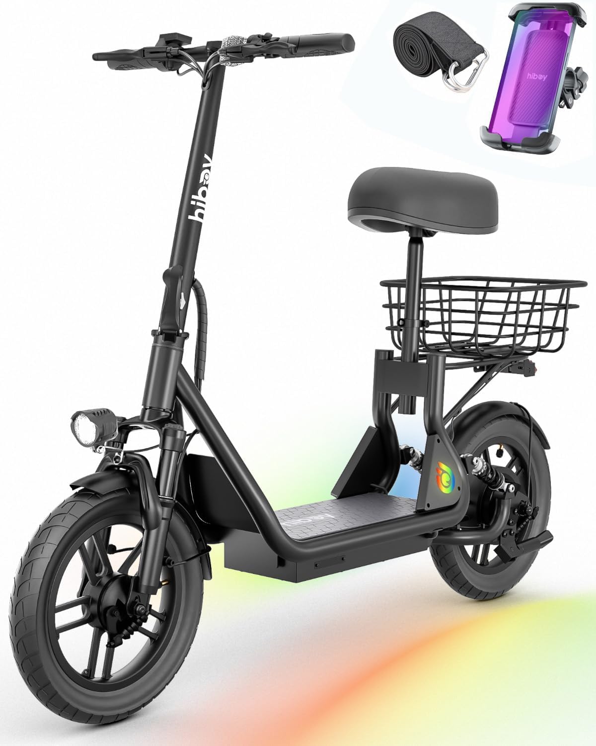 Hiboy Q2 Adult Electric Scooter with Seat & Phone Holder – 500W Motor, 22mi Range, 14