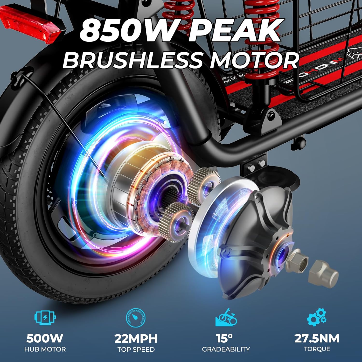 Adults Electric Scooter with Seat - 14” Tire, 500W Motor, 3 Speed Modes, Cruise Control, Dual Suspension, 25 Mile Range, 20MPH, Adjustable E-Scooter for Teens with Basket