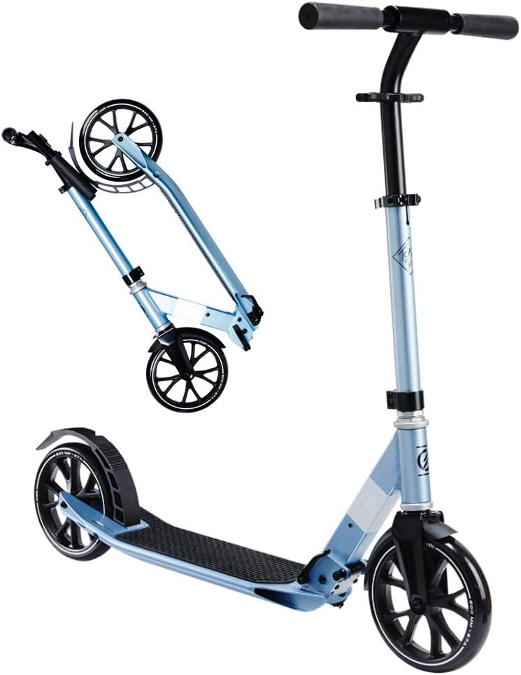 Commuter Kick Scooter for Adults, Teens | Foldable, Lightweight | Height-Adjustable Shock Absorption Mechanism Large 200mm Wheels Smooth Ride Foot Scooter