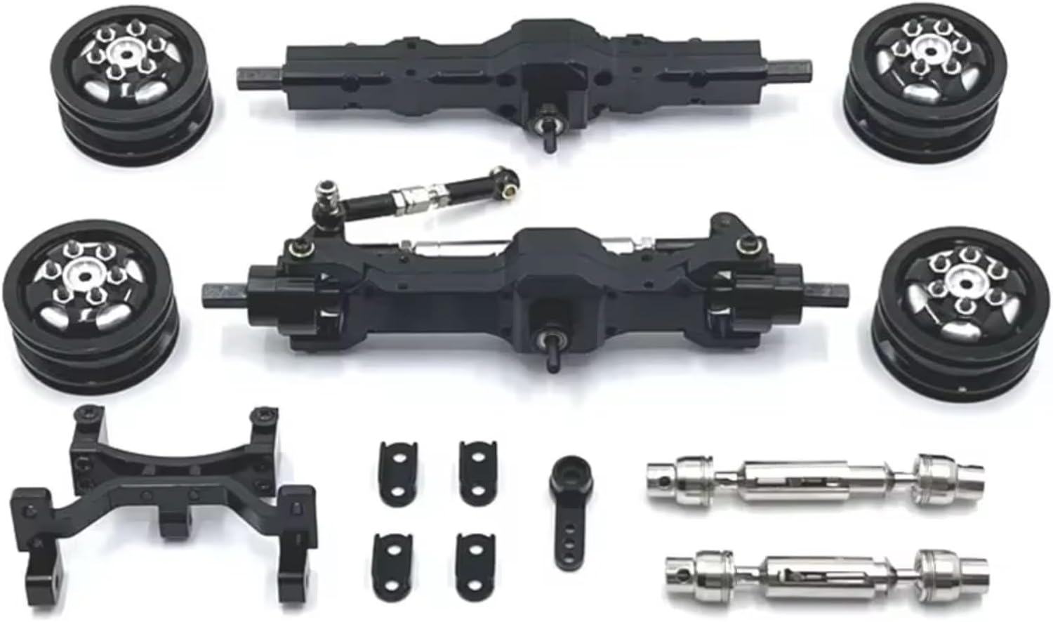 RC Car Upgrade Part for WPL C74 1/10 Metal Axle Servo Mount Wheel Hub Drive Shaft RC Car Upgrade Parts(Black)