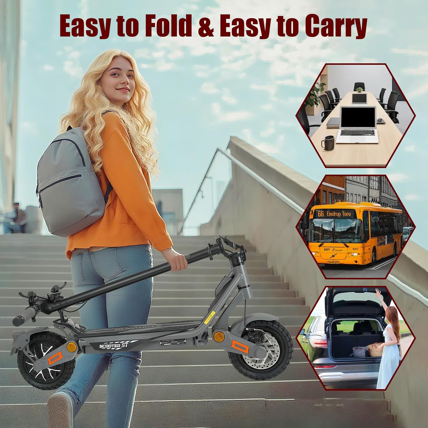 Fast Electric Scooter Adults, 1200W/5600W Off Road E Scooter, 35/50 Miles Long Range, 35/50 MPH Top Speed, 10/11