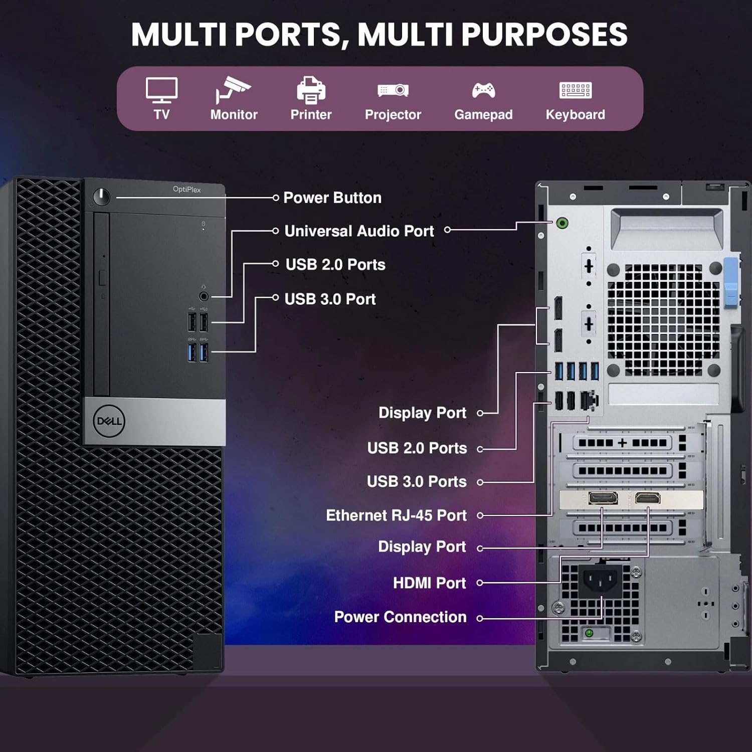 Dell Gaming Tower Desktop PC – Intel Core i5-6500 – 16GB RAM – 512GB SSD – GeForce GTX 1050 Ti – New 24