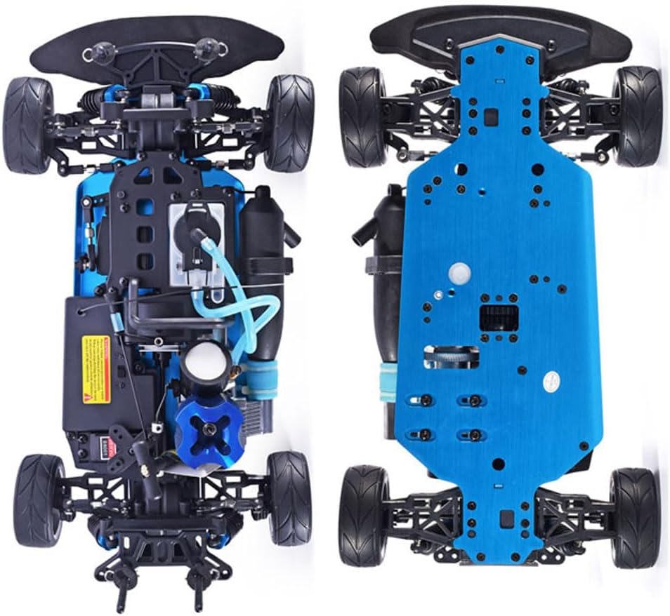 Nitro RC Cars Truck 1/10 Two Speed Nitro Gas Power Truck for Adult Professional Fast Drift Remote Control Car Nitrogen Drive 4WD 80KM/H Metal Chassis Gas Off Road Short Course Vehicle (Blue)