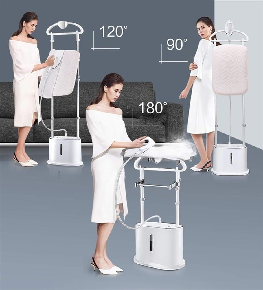 Professional Vertical Garment Steamer Double Pole Stretchable with 70-Ounce Water Tank Built-in Ironing Board and Garment Hanger Household Small Iron Handheld Ironing