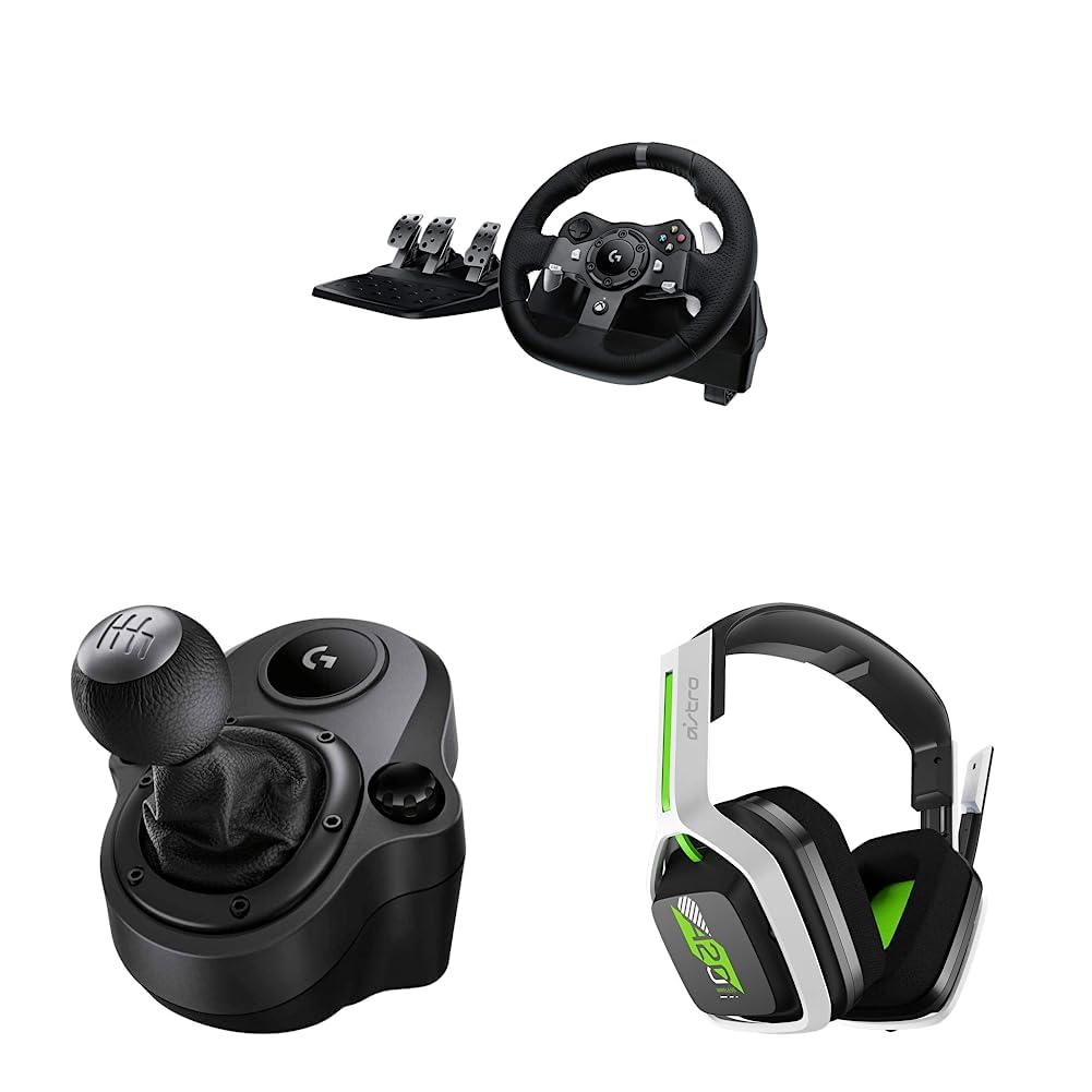 Logitech G920 Driving Force Racing Wheel + Floor Pedals + Driving Force Shifter + ASTRO Gaming A20 Wireless Headset Gen 2 Bundle - Xbox Series X | S, Xbox One, PC & Mac