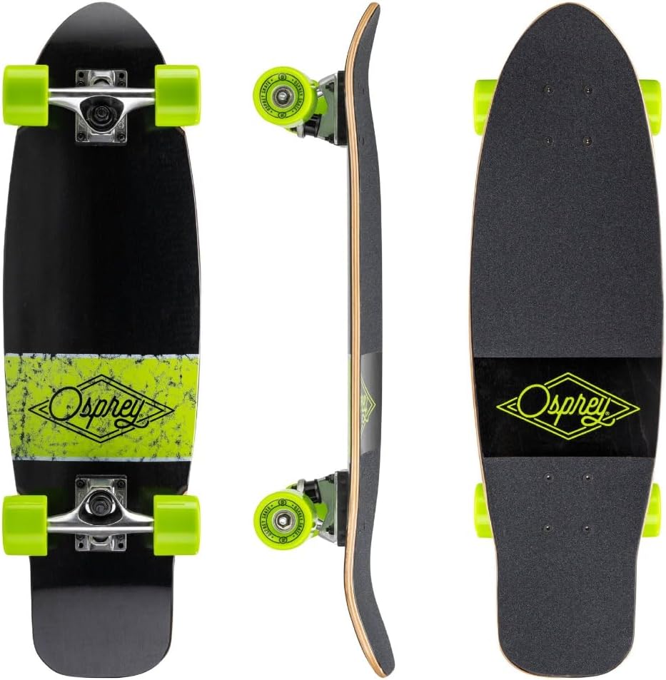 Osprey Cruiser Skateboard, Cruiser Board for Beginners, Entry Level Skateboard for Adults and Kids, Multiple Styles and Sizes