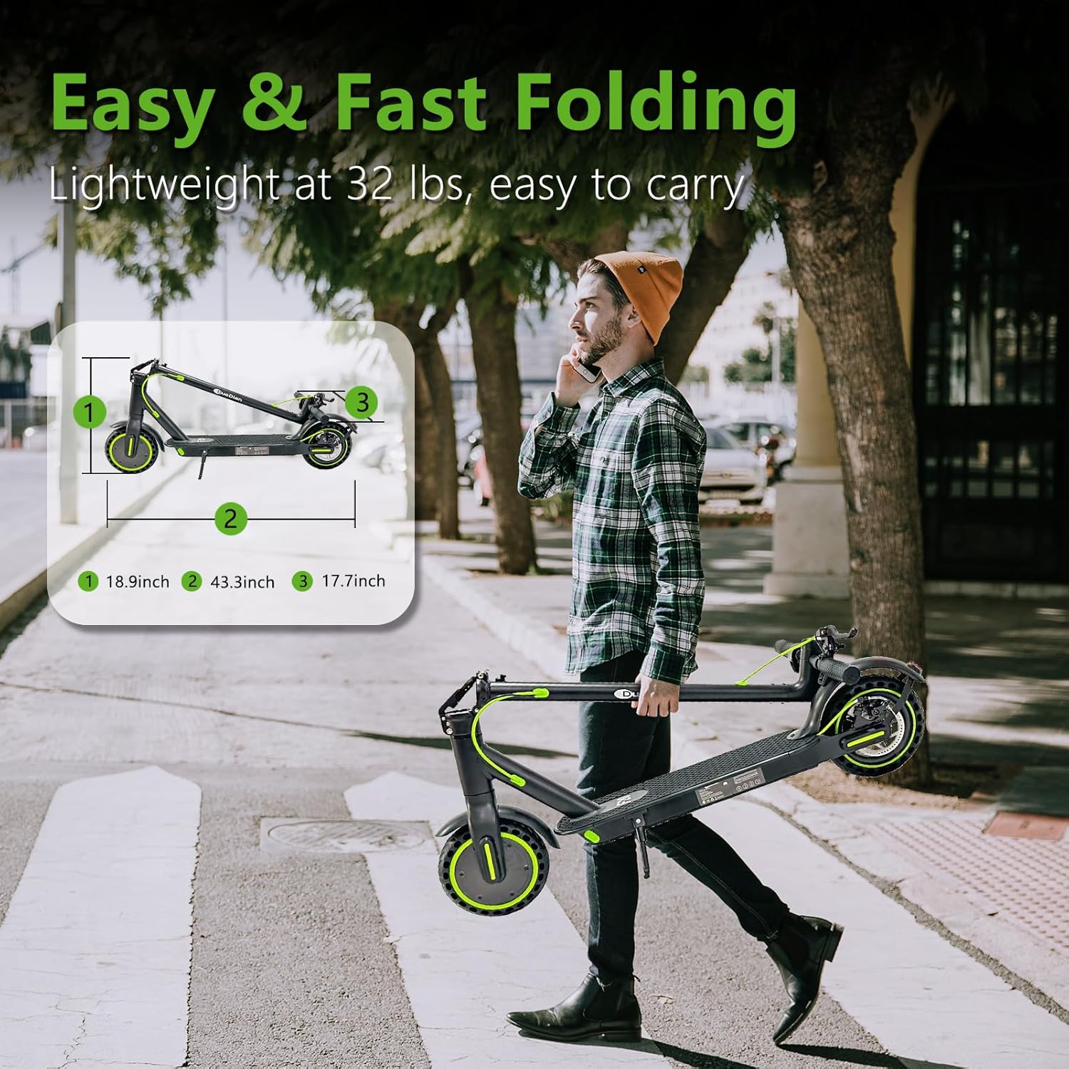Electric Scooter for Adults, Folding E Scooter with 350W/500W Motor 19Mph Top Speed 18 Miles Long Range, 8.5