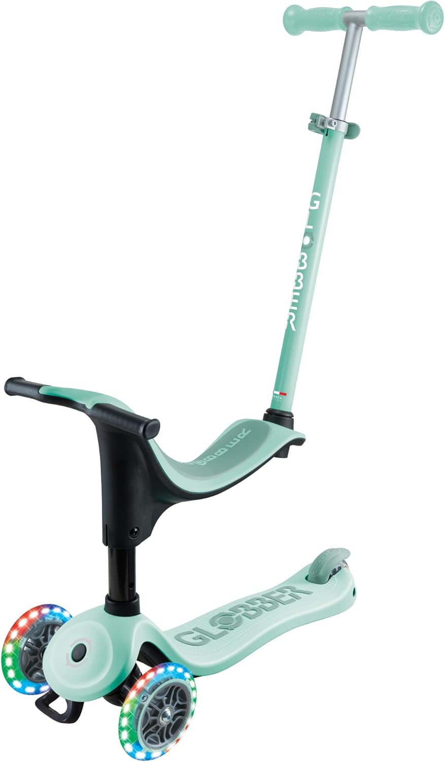 Globber - GO•UP Sporty Lights - 3-wheel scalable scooter with seat, for children aged 15 months to 6 years