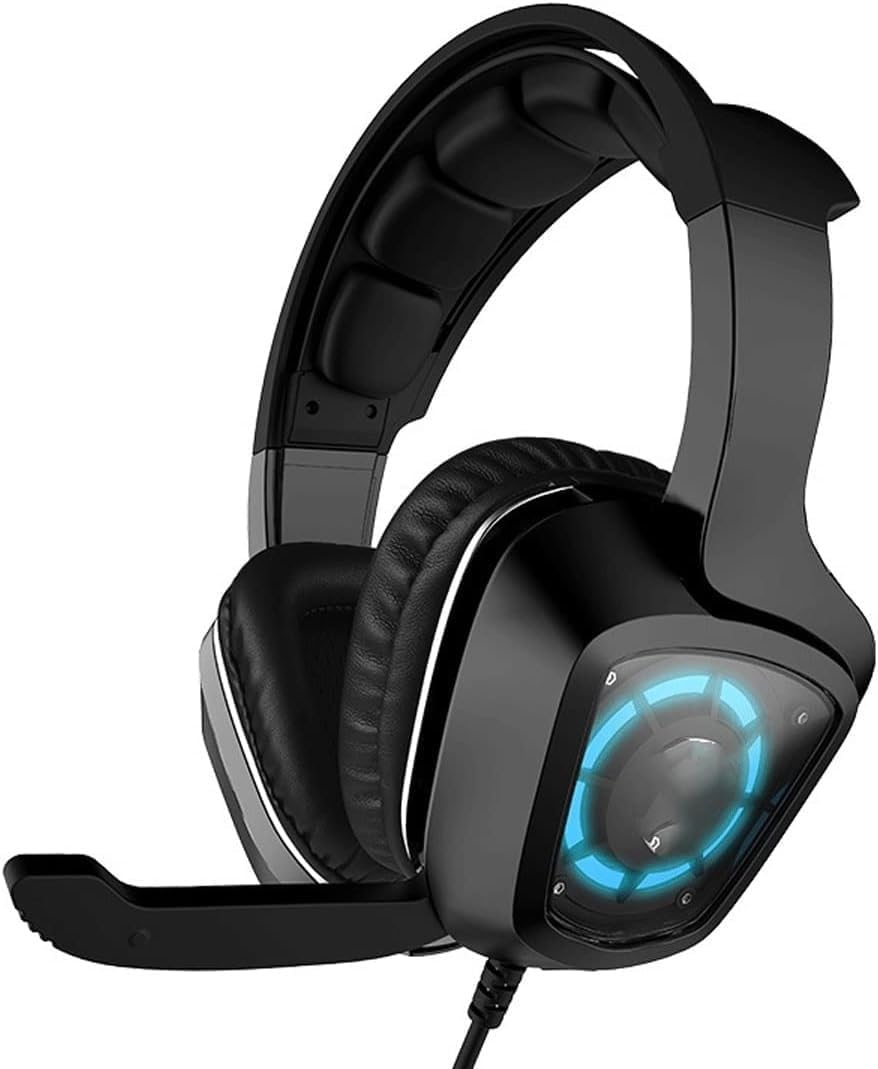 High-end USB PS4 Headset, 7.1 Surround Sound PC Gaming Headset with Cable and Noise Cancelling Mic Headphones for Laptops, Computer,with RGB Light