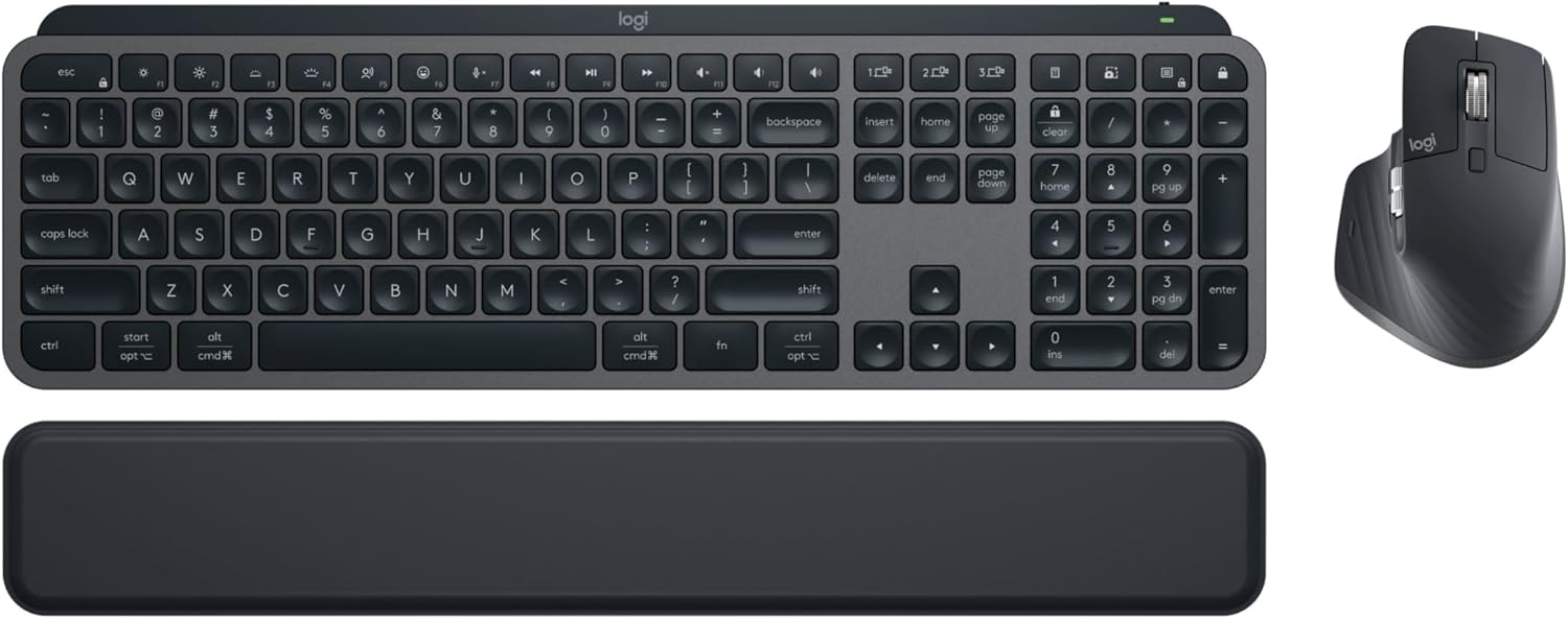 Logitech MX Keys S Combo - Performance Wireless Keyboard and Mouse with Palm Rest with Free Adobe Creative Cloud Subscription + McAfee+ Premium Individual Plan 2024 | Unlimited Devices Antivirus