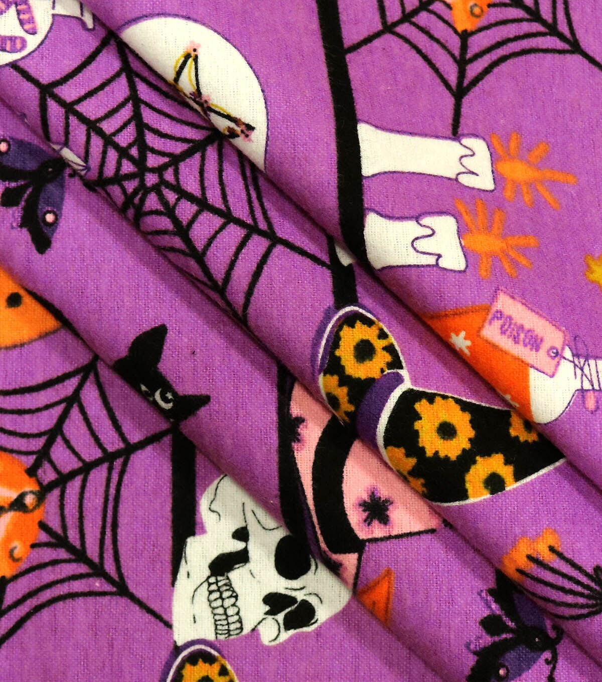 Purple Witches Icons On Shelves Super Snuggle Flannel Fabric