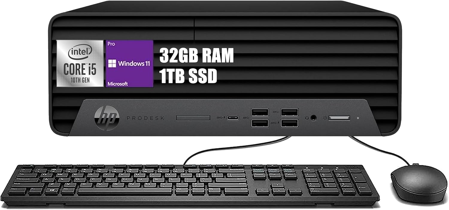 HP ProDesk 600 G6 SFF Business Desktop Computer PC, Six-Core i5-10500, 32GB DDR4, 1TB SSD, Keyboard and Mouse, WiFi, Bluetooth, Windows 11 Pro (Renewed)