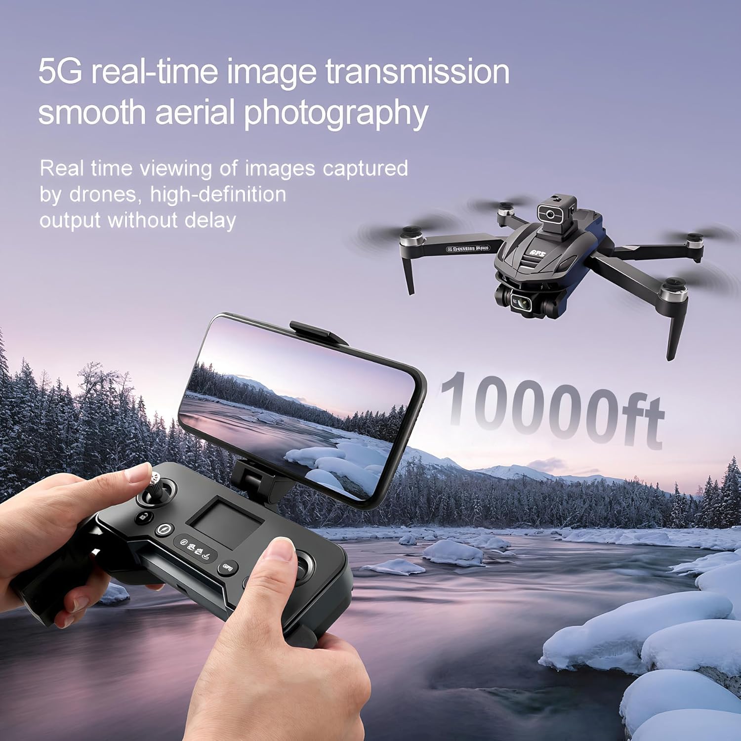 V168 4K UHD Drone with GPS Return, 90° Adjustable Camera, 5G HD Transmission, 30 Min Flight, 3000M Range, Obstacle Avoidance, Brushless Motor, Follow Me & Waypoint Fly