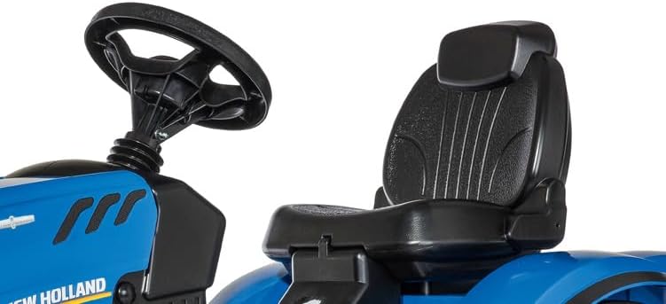 ROLLY TOYS rollyFarmtrac New Holland Tractor 601295 | Pedal Tractor with Motorised Bonnet to Open Seat Adjustment, Whisper Bicycle Tyre Chain Protector/3 Years, Blue, TÜV/GS geprüft