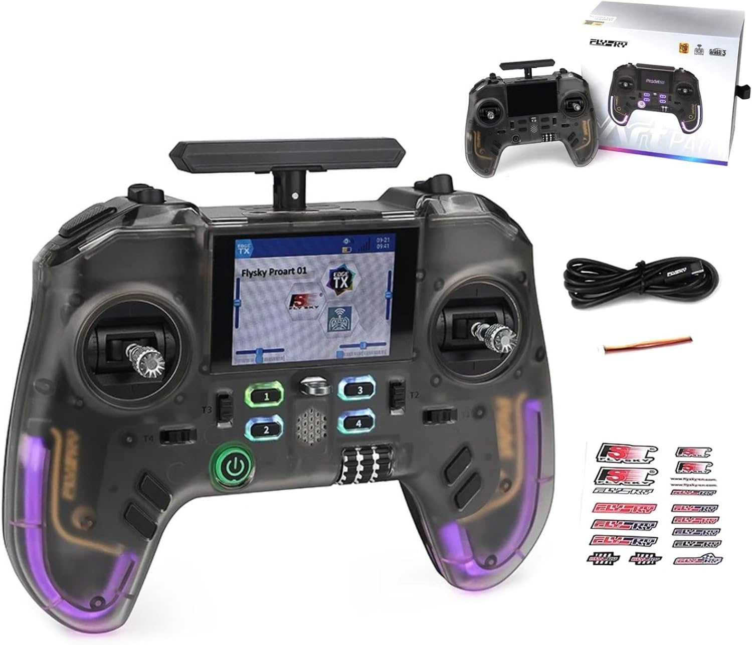 Flysky ProArt PA01 RC Transmitter, 2.4GHz, 18/32CH, 2.4'' IPS Screen, for FPV Drone/RC Helicopter/Airplane/Car/Boat