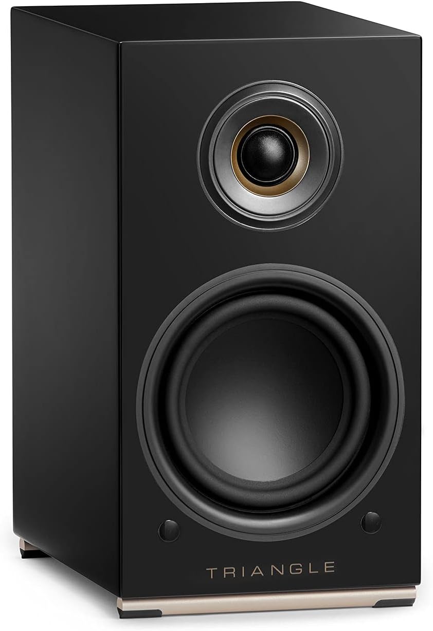 triangle - AIO Twin - Wi-Fi & Bluetooth Active Bookshelf Speakers with 2x50W Amplifier - HD Audio - Phono/Turntable + Optical TV Inputs - 165 x 304 x 235 mm - Black (Pair)