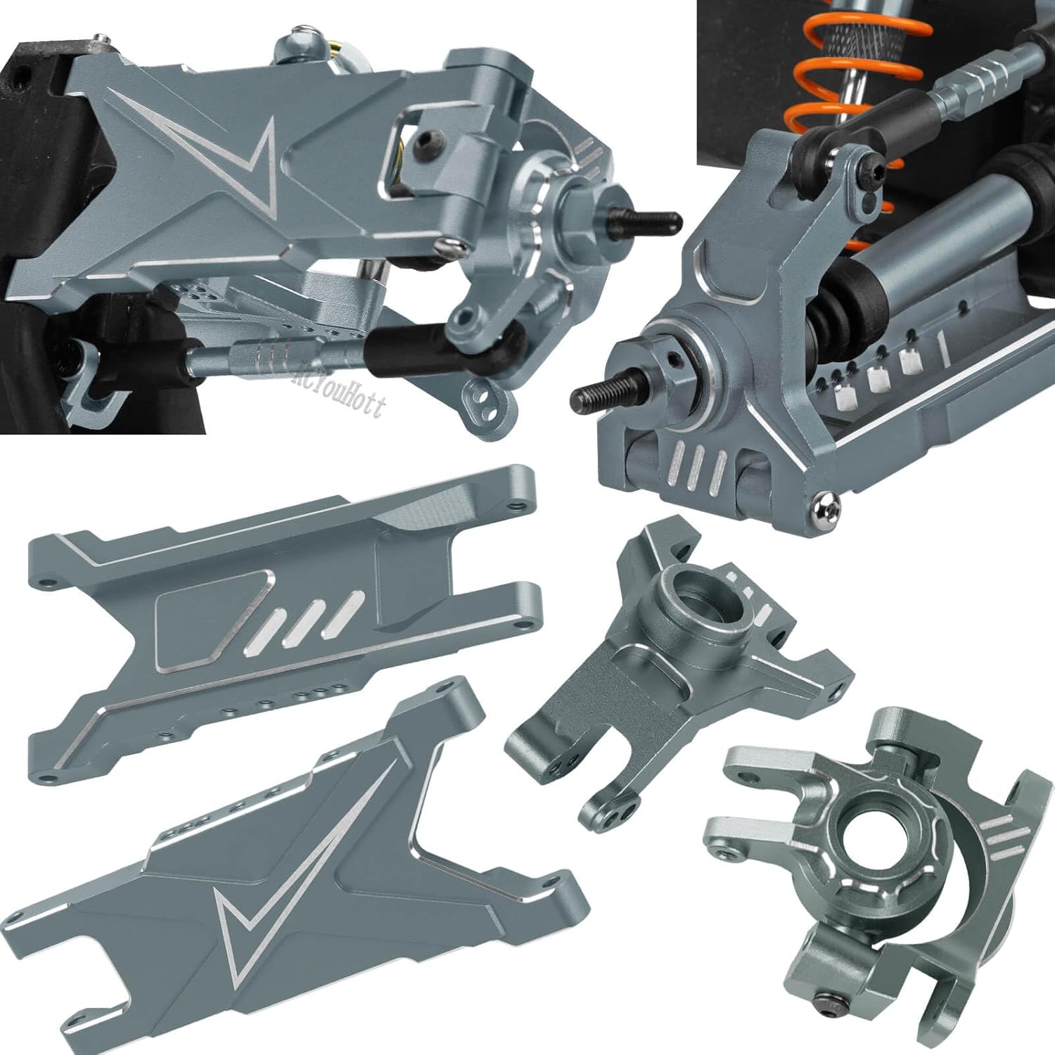RC Upgrades Part for 1/10 Rustler/Slash/Stampede 4x4 4WD VXL,Arm/Shocks/gearbox/37T Diff Gear/Caster Block,Steering Blocks/Stub Axle Carriers/Drive Shaft/Shock Tower/Links,Titanium