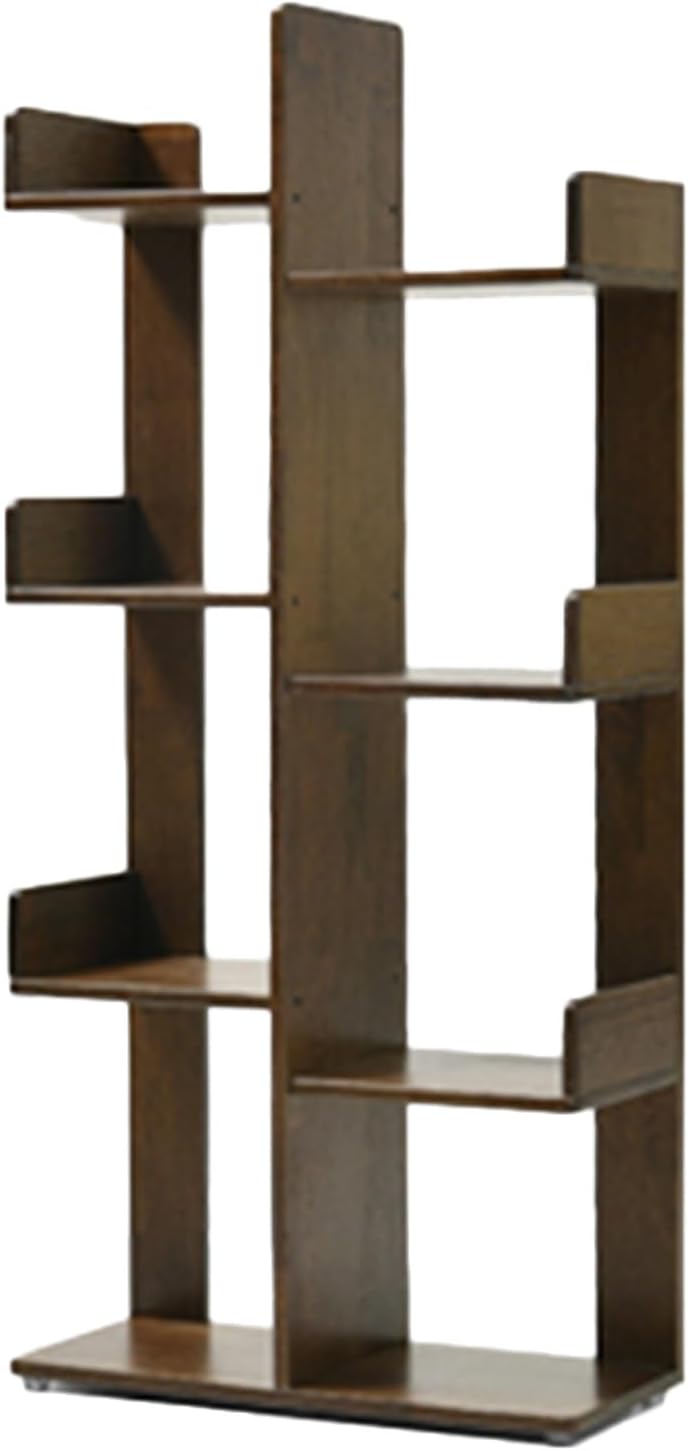 ZFUCMAYL Tree Bookshelf,Space Saving Wooden Bookcase,Floor Standing Tree Storage Display Shelf,Book Tree Shelves for Living Room Bedroom Office(Walnut Color,4 Tier)