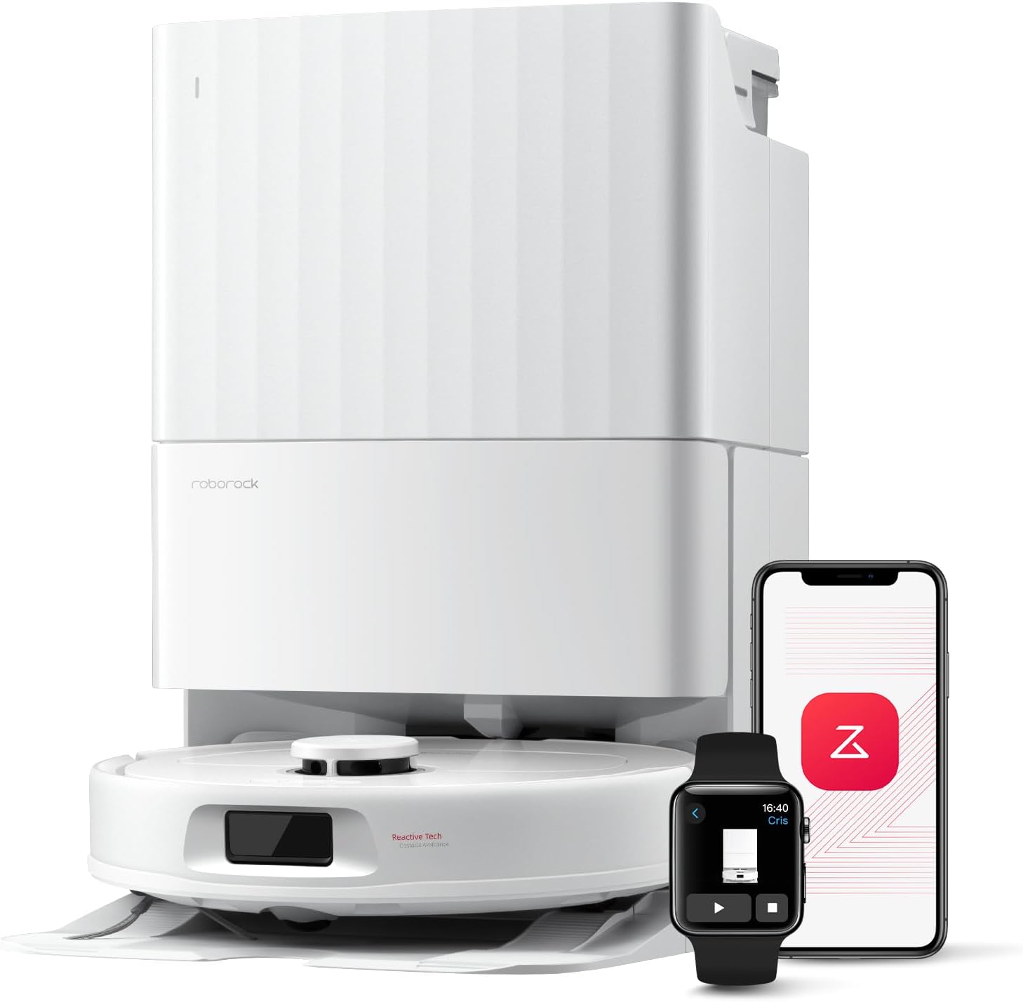 roborock Qrevo Series Robot Vacuum and Mop, 8000Pa Suction, Upgraded from Qrevo S, Anti-Tangle Brush, Smart Obstacle Avoidance, Auto Mop Washing, All-in-One Dock, 200RPM Spinning Mops, White(QV 35A)