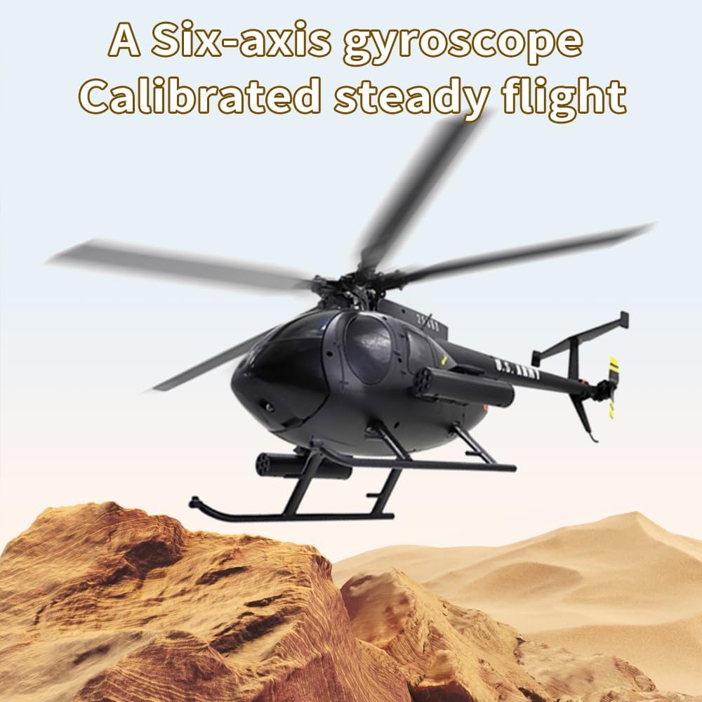 Remote Control Helicopter, C189 MD500 RC Helicopter Model, 1/28 Scale 4CH Single-Rotor Helicopters with 6-Axis Gyro and Brushless Motor, 2.4GHz RC Aircraft for Adults, 2 Batteries (Green)