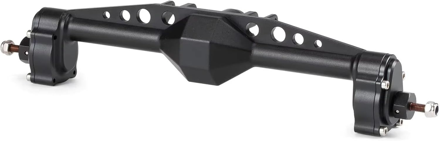 RC Front Rear Drive Axle Compatible with H10 for Optic for Capra RC for Rock Crawler for LCG Cheater Rigs Machined Offset Portal Front Rear Axle with Servo Mount(Black,Front and Rear)